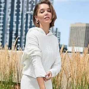 Cable Knit Hooded Sweater - Brand New